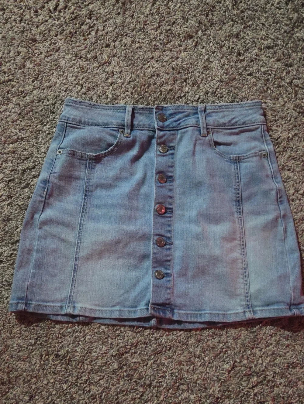 American Eagle Outfitters Light Blue Button-Front Denim A-Line Skirt